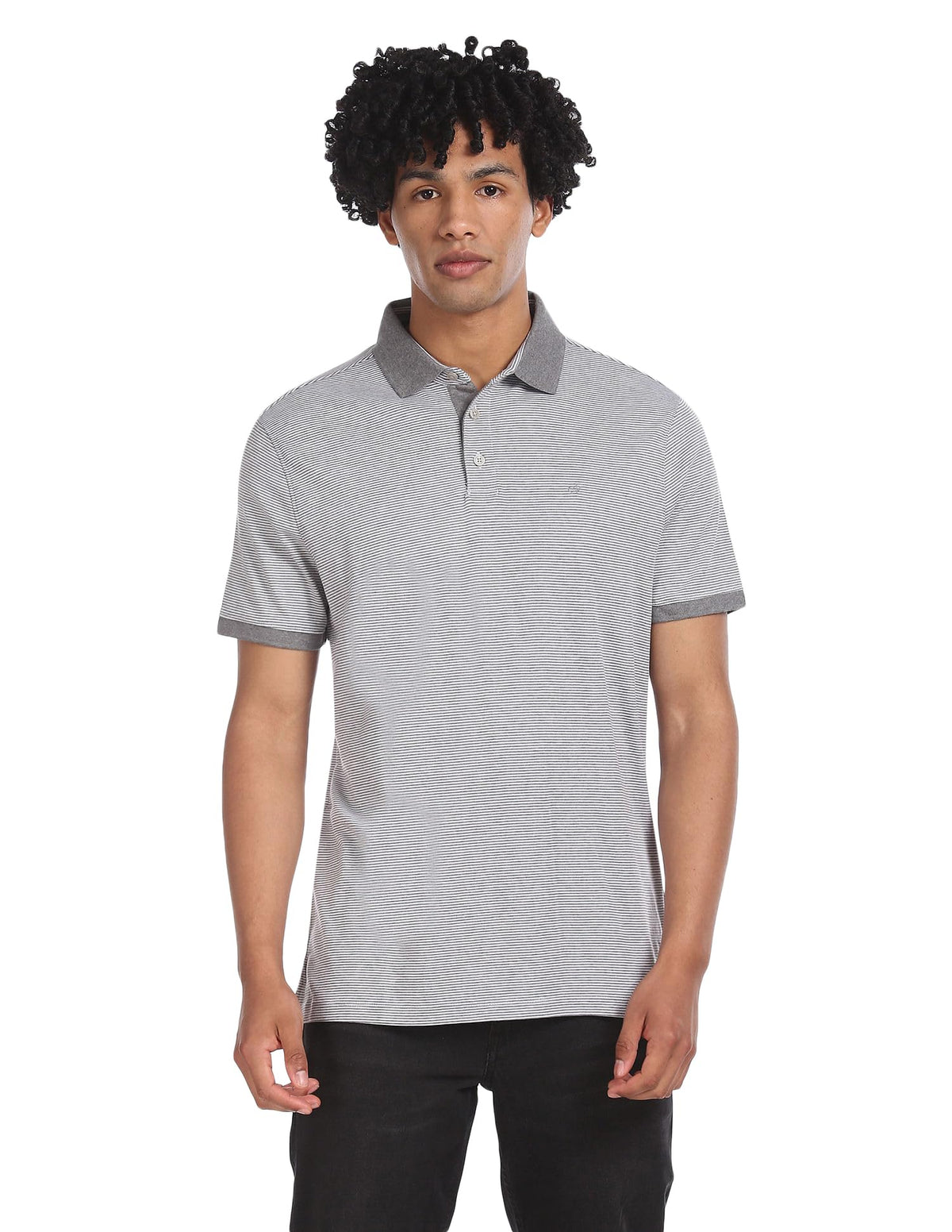 Calvin Klein Men's Liquid Touch Polo Stripe with UV Protection