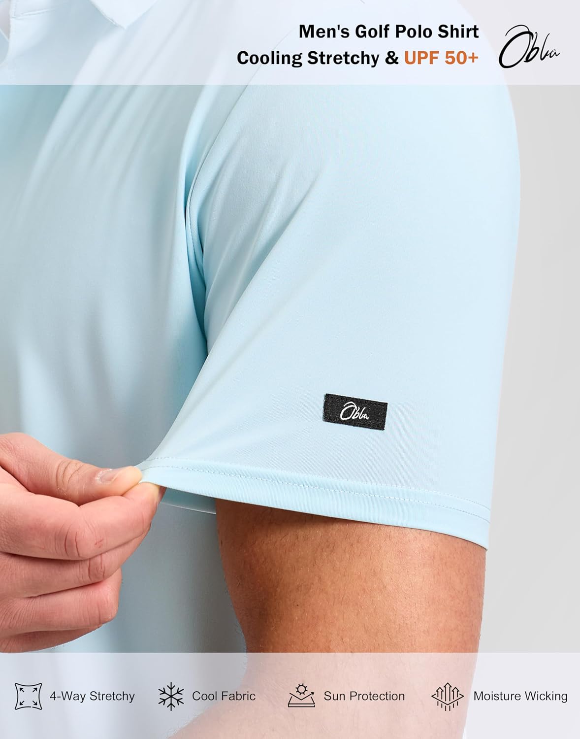 Obla Mens Golf Shirt Short Sleeve Dry Fit Collared Polo Shirts