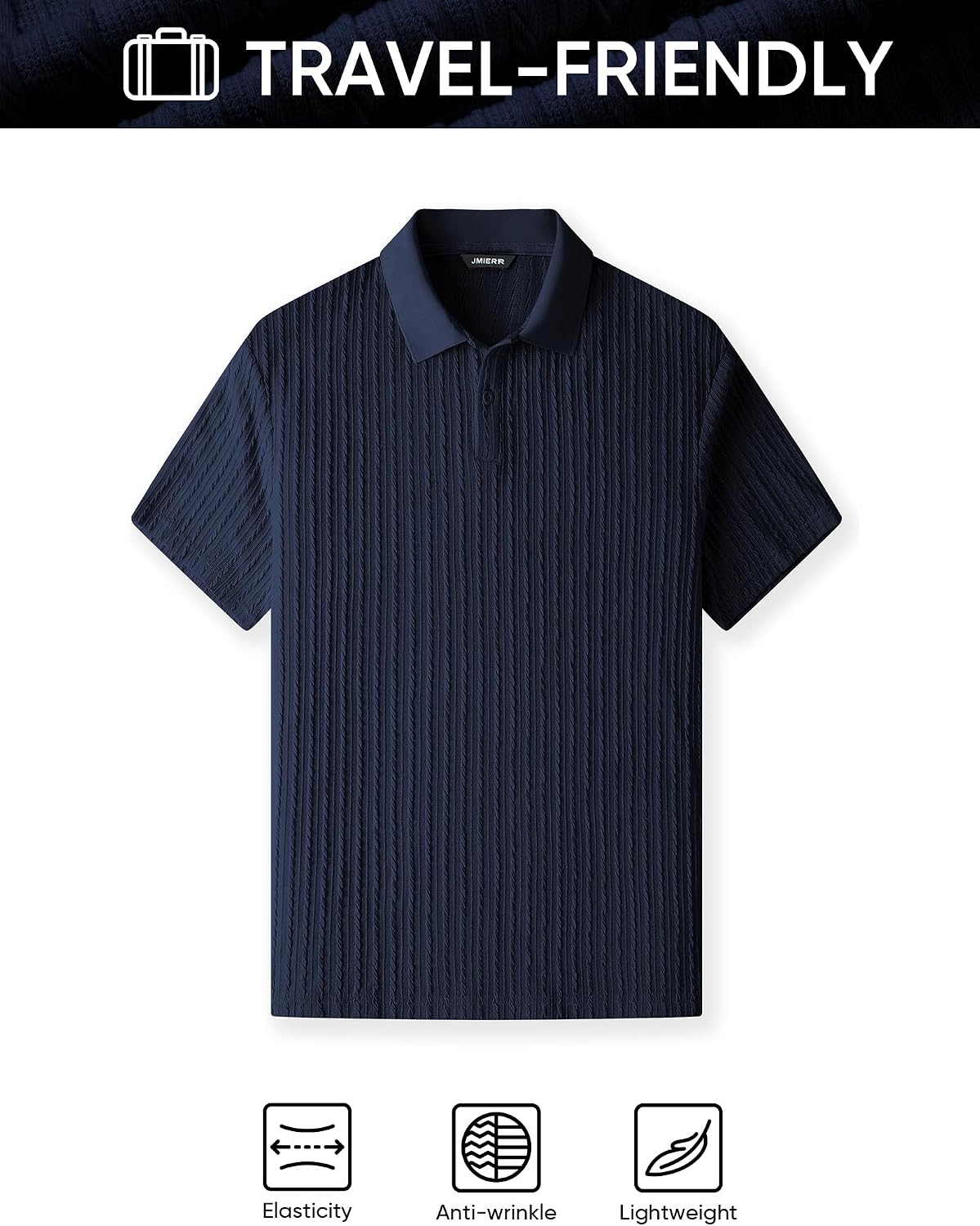 JMIERR Men's Textured Polo Shirt Short Sleeve