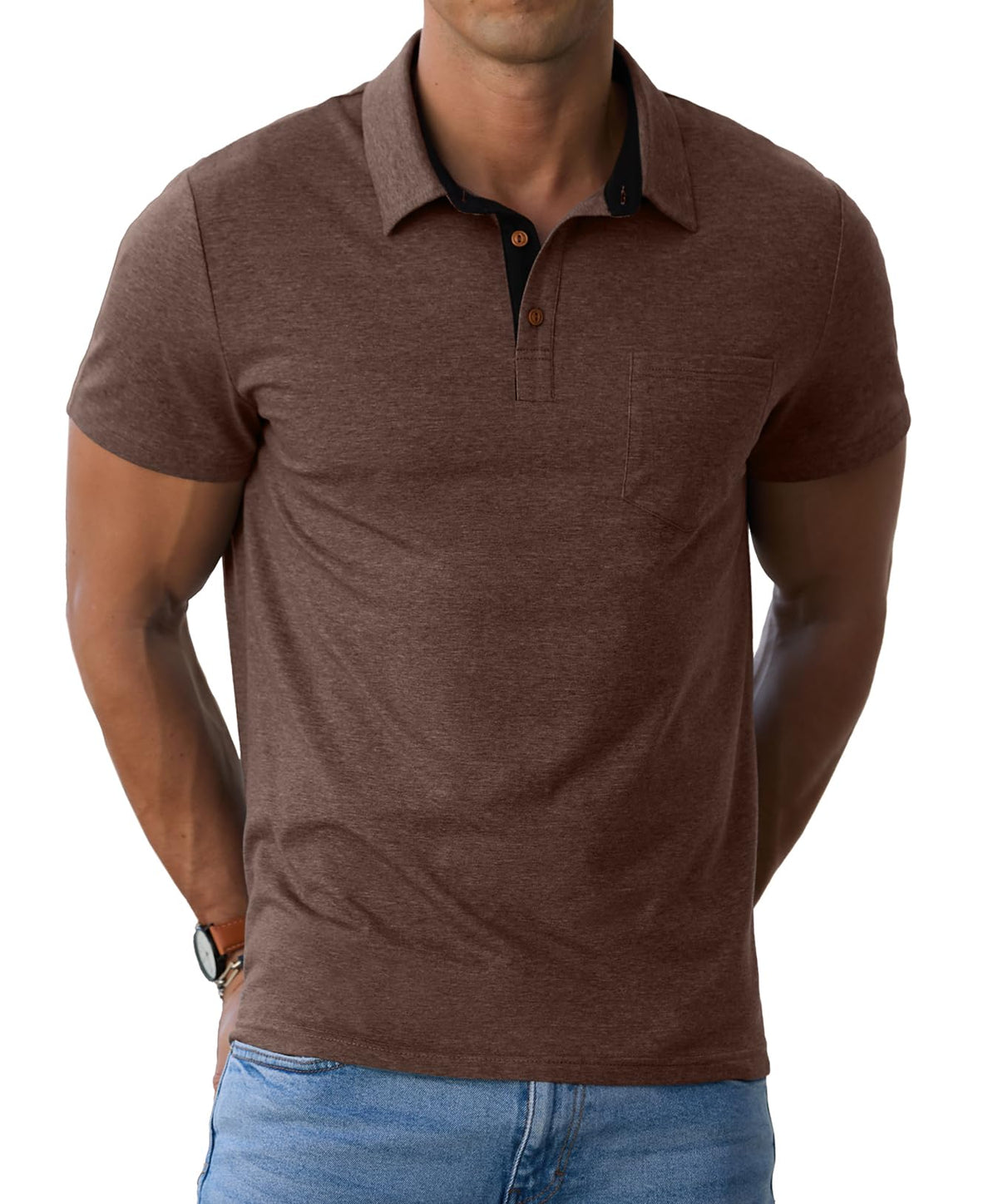 Sailwind Men's Cotton Polo Shirts Short Sleeve Casual Summer Shirts Classic Collared Golf Shirt with Pocket
