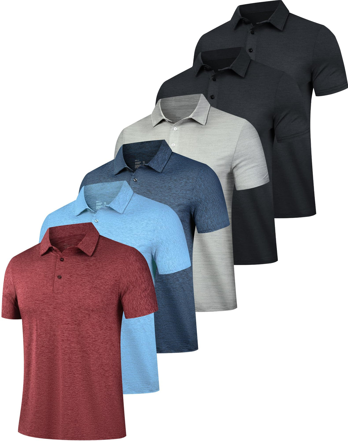 OYGSieg 6 Pack Mens Polo Shirst Short Sleeve Collared Golf Polos
