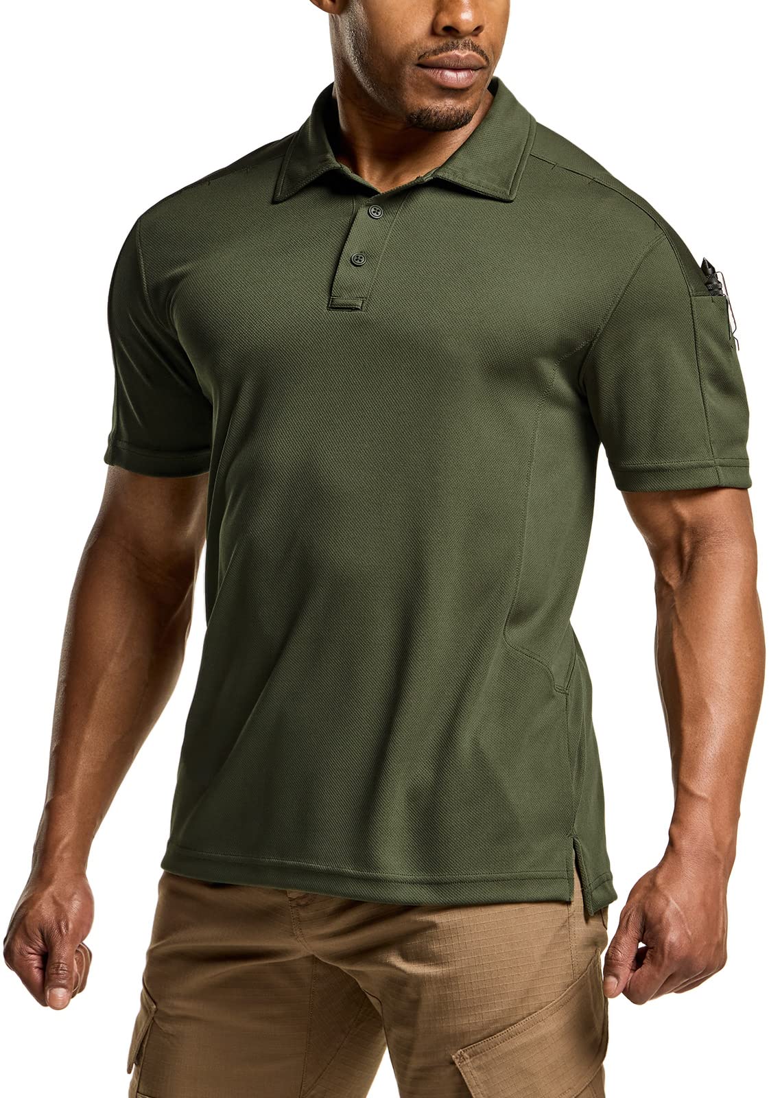 CQR Men's Quick Dry Tactical Polo Shirt, Lightweight Breathable Performance Polo, Short Sleeve UPF 50+ Outdoor Golf Shirt