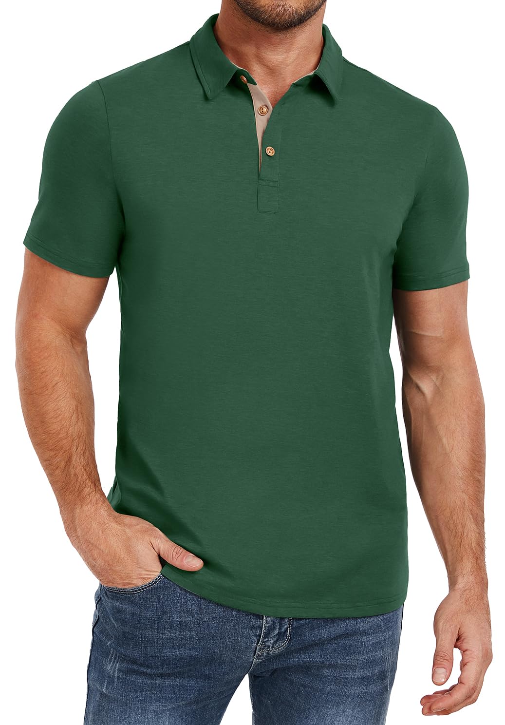 PEGENO Mens Polo Shirts Short Sleeve Casual Cotton Golf Shirts Performance Polo Shirts for Men