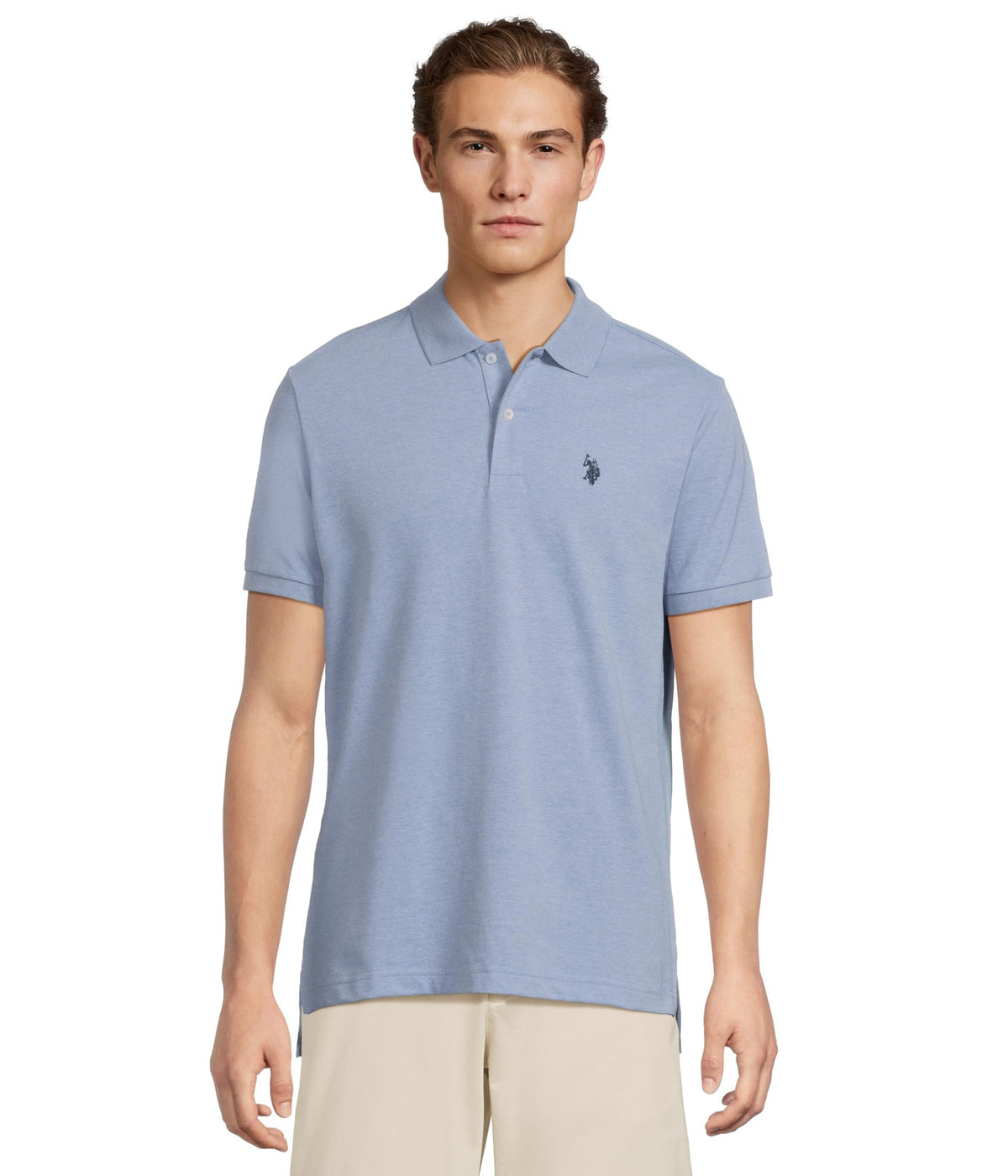 U.S. Polo Assn. Men's Classic Polo Shirt, Two-Button Closure Pique Polo Shirt, Summer Fashion Golf Shirt