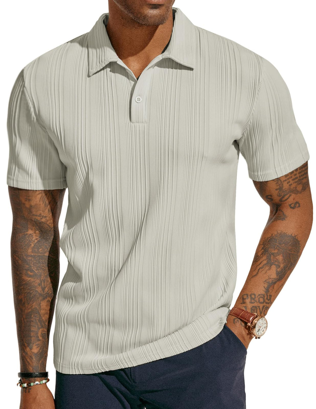 PJ PAUL JONES Mens Polo Shirts Short Sleeve Textured Knit Polos