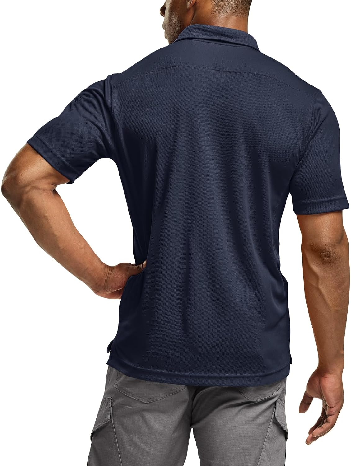 CQR Men's Quick Dry Tactical Polo Shirt, Lightweight Breathable Performance Polo, Short Sleeve UPF 50+ Outdoor Golf Shirt