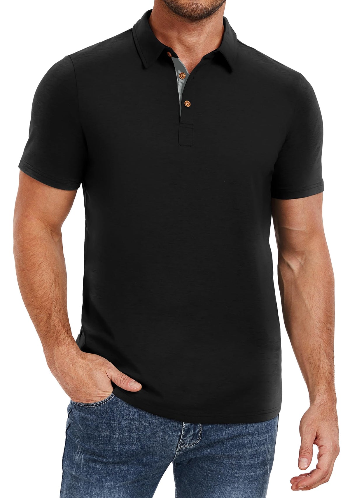 PEGENO Mens Polo Shirts Short Sleeve Casual Cotton Golf Shirts Performance Polo Shirts for Men