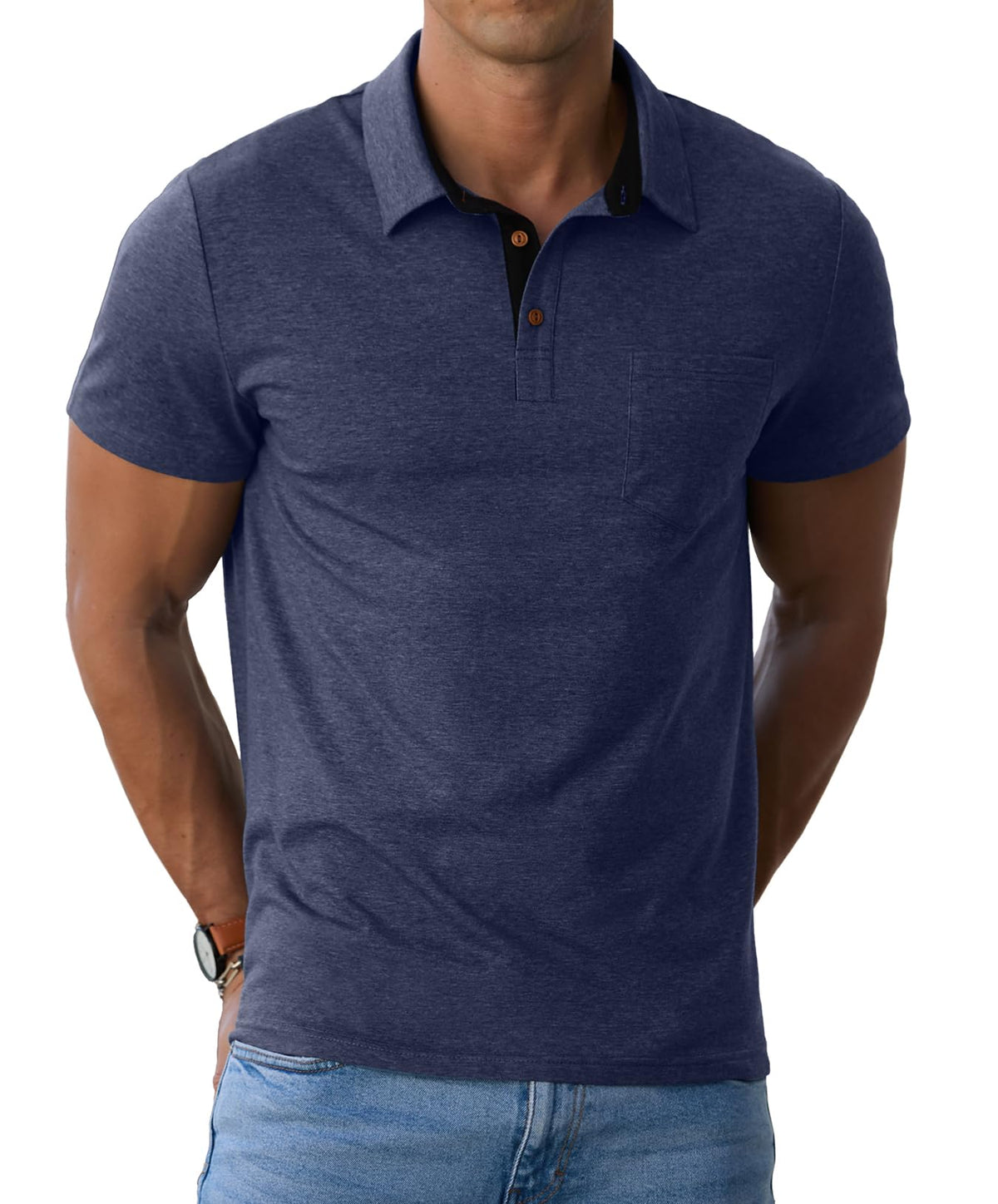 Sailwind Men's Cotton Polo Shirts Short Sleeve Casual Summer Shirts Classic Collared Golf Shirt with Pocket