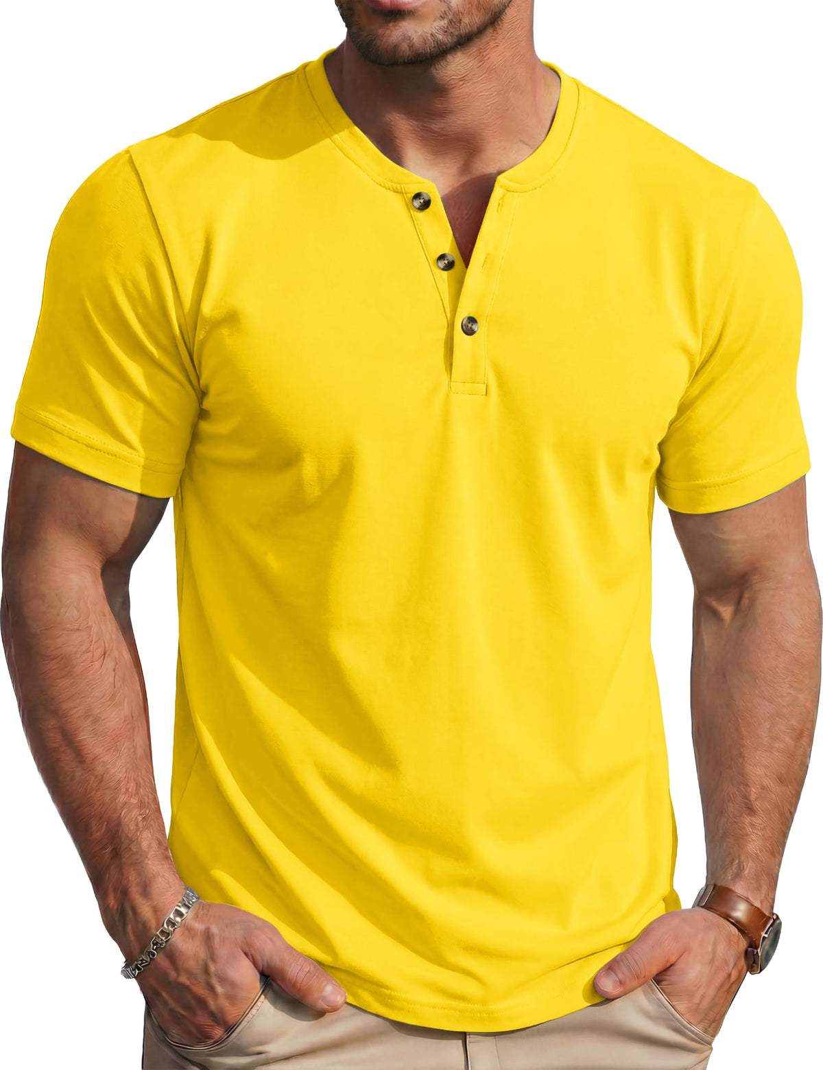 MAGCOMSEN Men's Henley Short Sleeve Shirt Moisture Wicking Lightweight Cotton T-Shirts Casual Summer Basic Tee Shirt