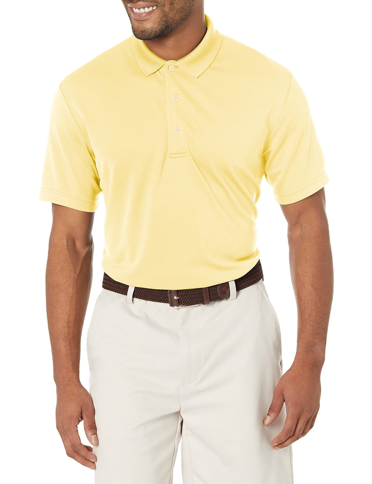 PGA Tour Men's Airflux Solid Mesh Short Sleeve Classic Golf Polo Shirt