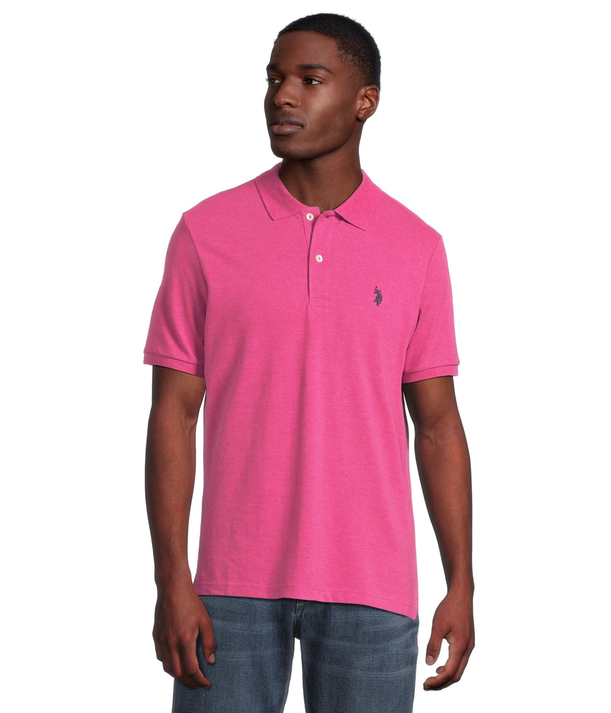 U.S. Polo Assn. Men's Classic Polo Shirt, Two-Button Closure Pique Polo Shirt, Summer Fashion Golf Shirt
