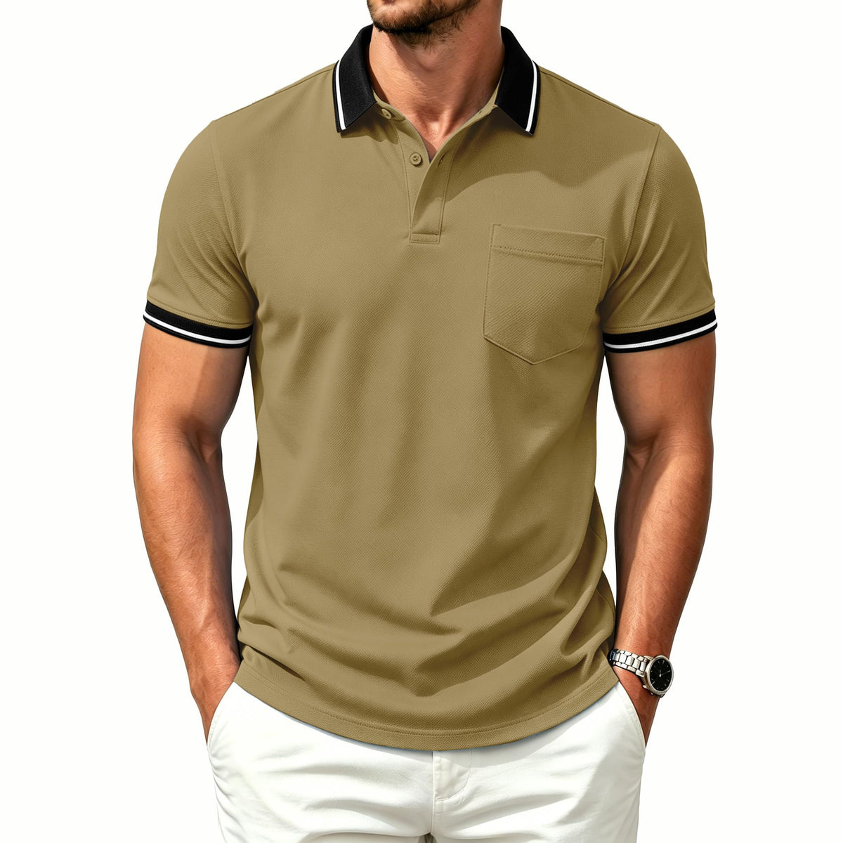ZITY Mens Polo Shirts Short Sleeve Casual Collared Golf Shirts with Pocket