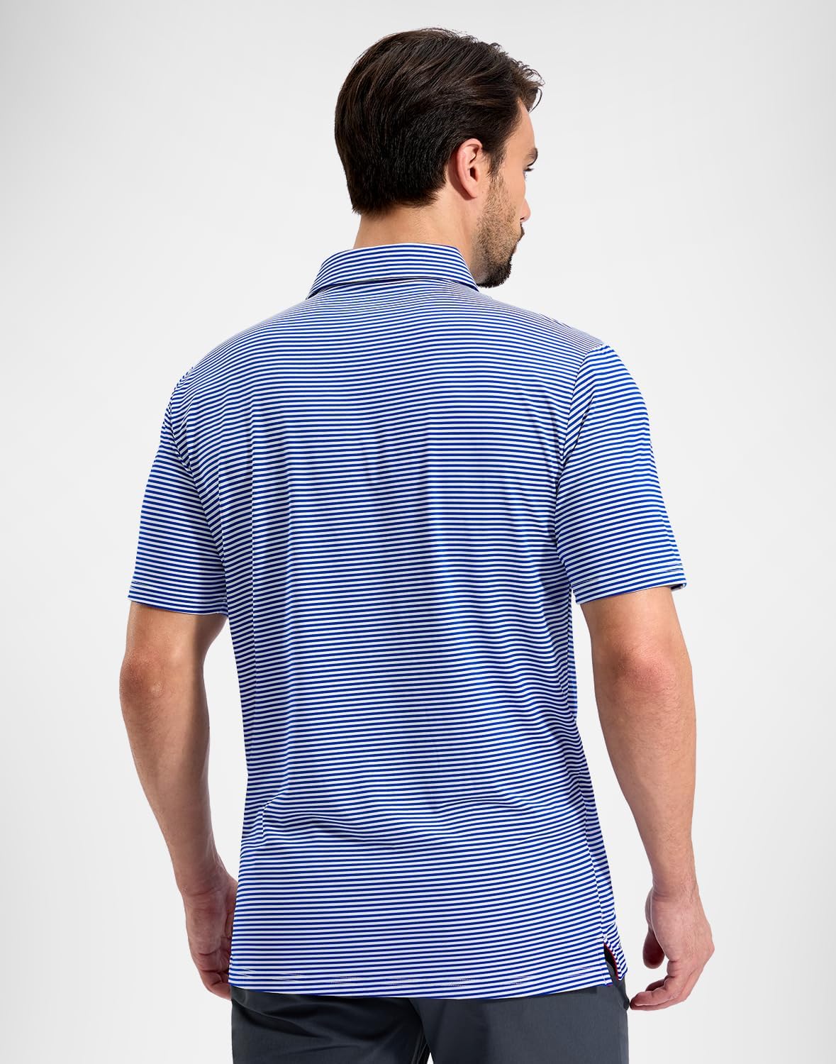 Mens Golf Shirt Dry Fit Performance Short Sleeve Striped Polo Shirts