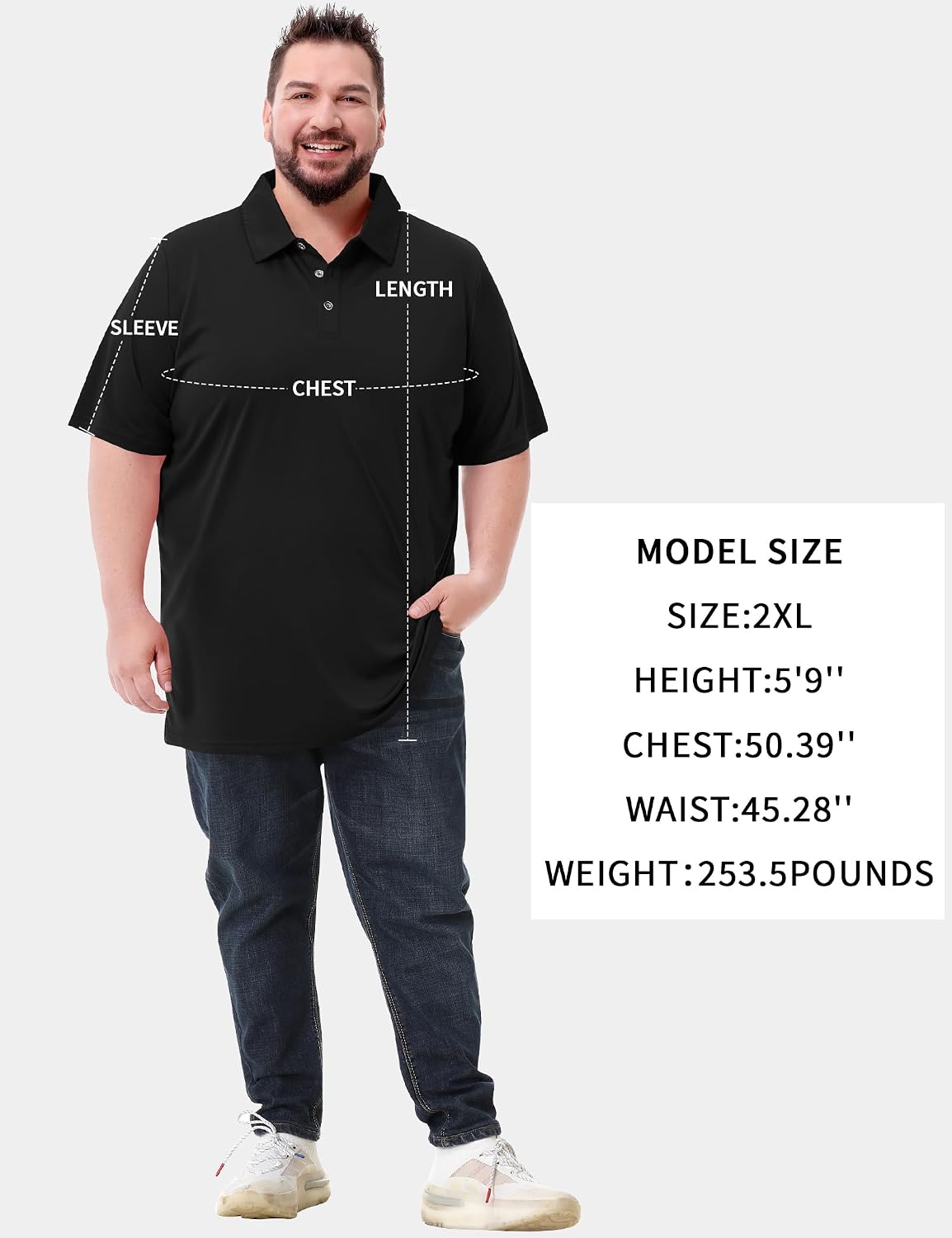 Men's Big and Tall Polo Shirts UPF 50+ Casual Work Quick Dry Golf Shirt