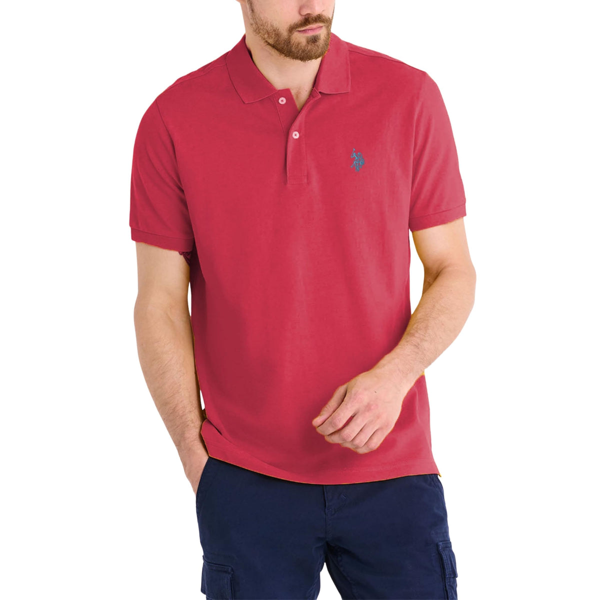 U.S. Polo Assn. Men's Classic Polo Shirt, Two-Button Closure Pique Polo Shirt, Summer Fashion Golf Shirt