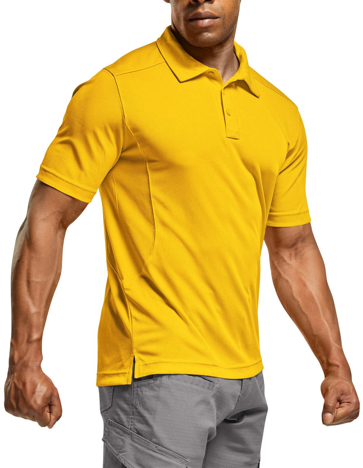 CQR Men's Quick Dry Tactical Polo Shirt, Lightweight Breathable Performance Polo, Short Sleeve UPF 50+ Outdoor Golf Shirt