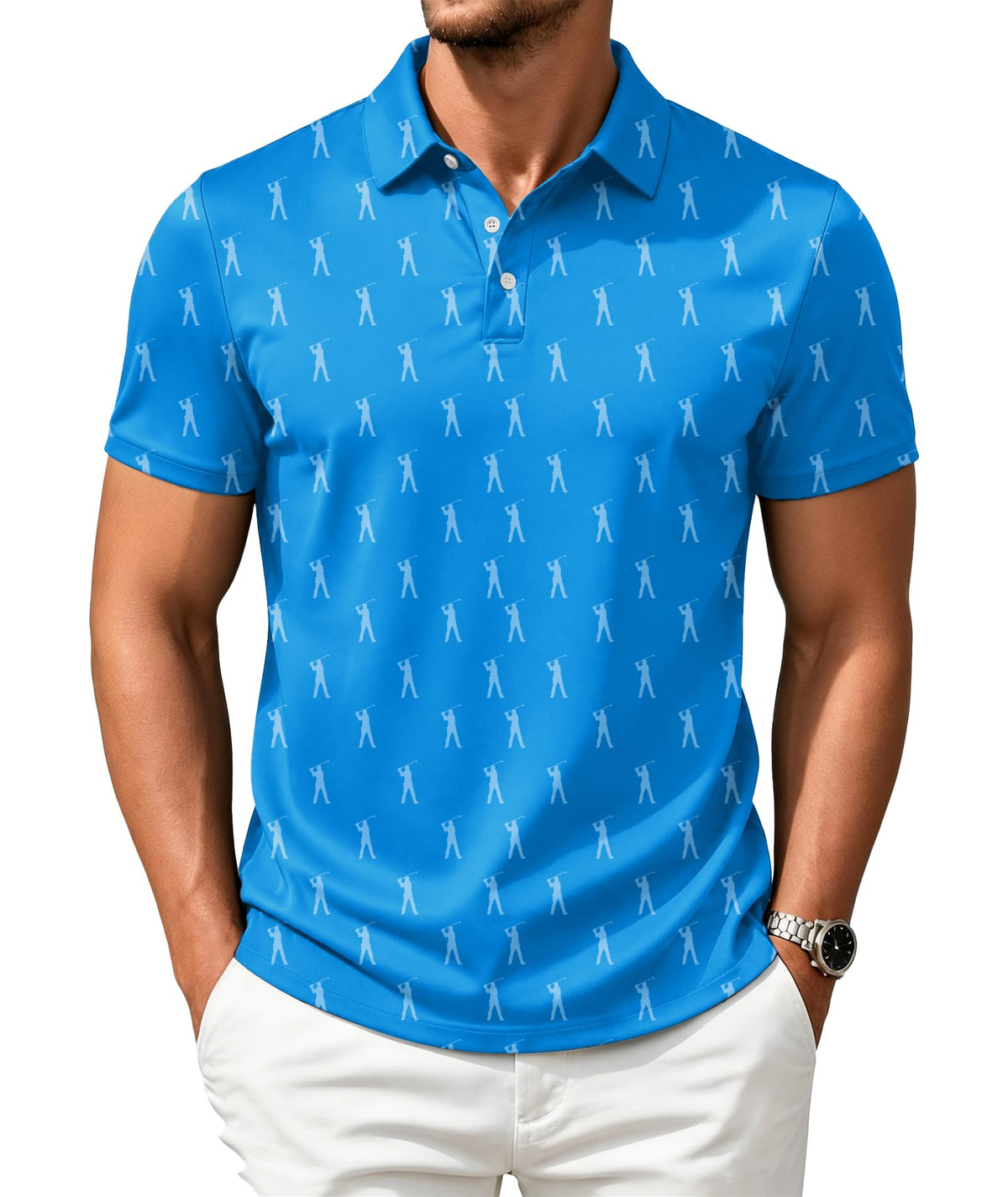 ZITY Mens Golf Shirts Short Sleeve Print Moisture Wicking Polo Shirt