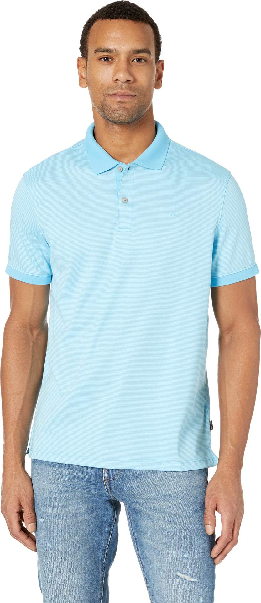 Calvin Klein Men's Liquid Touch Polo Stripe with UV Protection