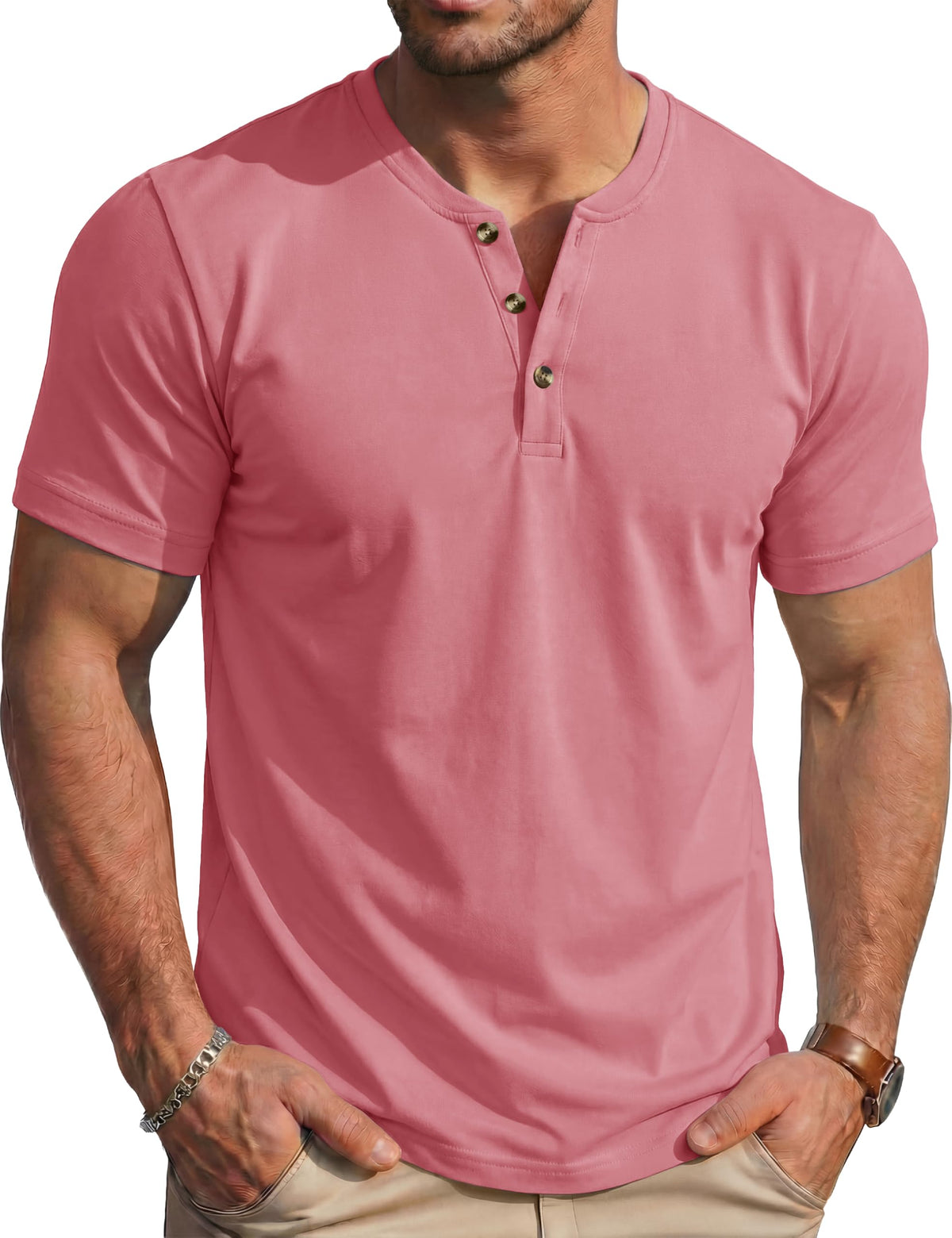 MAGCOMSEN Men's Henley Short Sleeve Shirt Moisture Wicking Lightweight Cotton T-Shirts Casual Summer Basic Tee Shirt