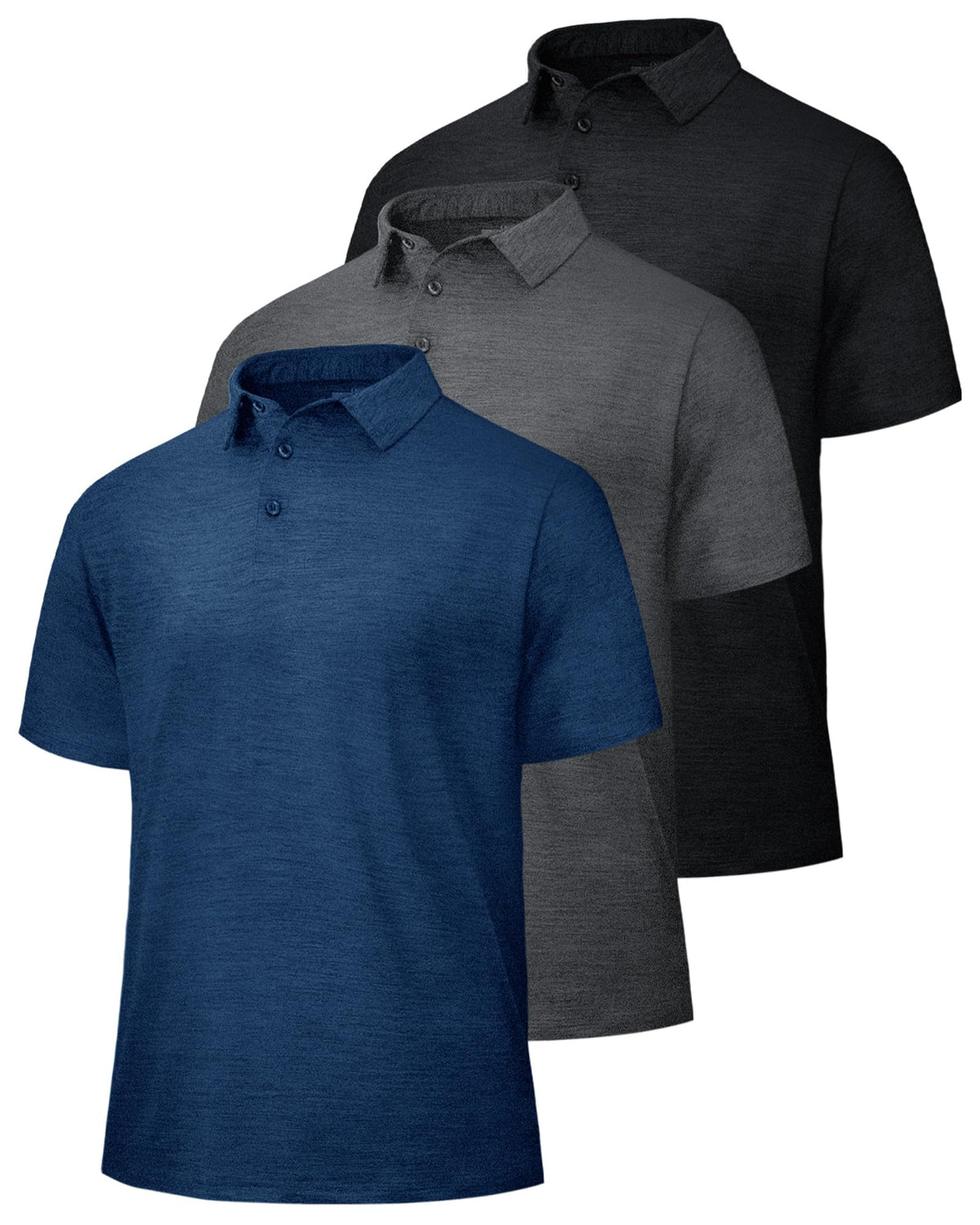 BOOJO 5 Pack Polo Shirts for Men - Quick Dry Moisture Wicking Performance Short Sleeve Mens Golf Shirts for Work Athletic