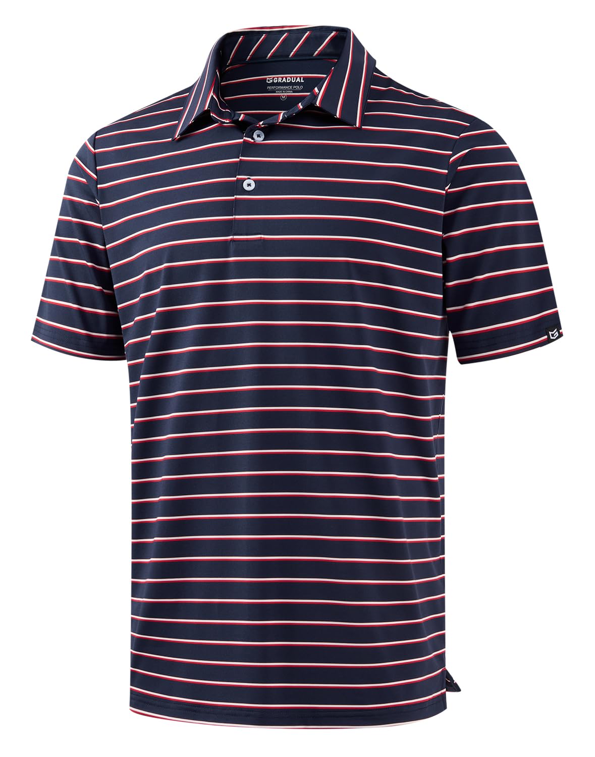 Mens Golf Shirt Dry Fit Performance Short Sleeve Striped Polo Shirts