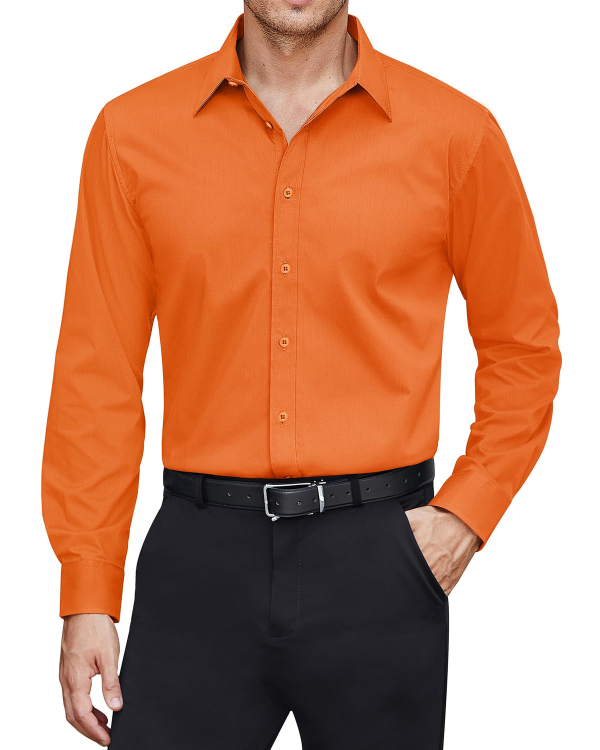 J.VER Men's Dress Shirts Stretch Stain Shield Long Sleeve Solid Formal Shirt Business Casual Button Down Shirts