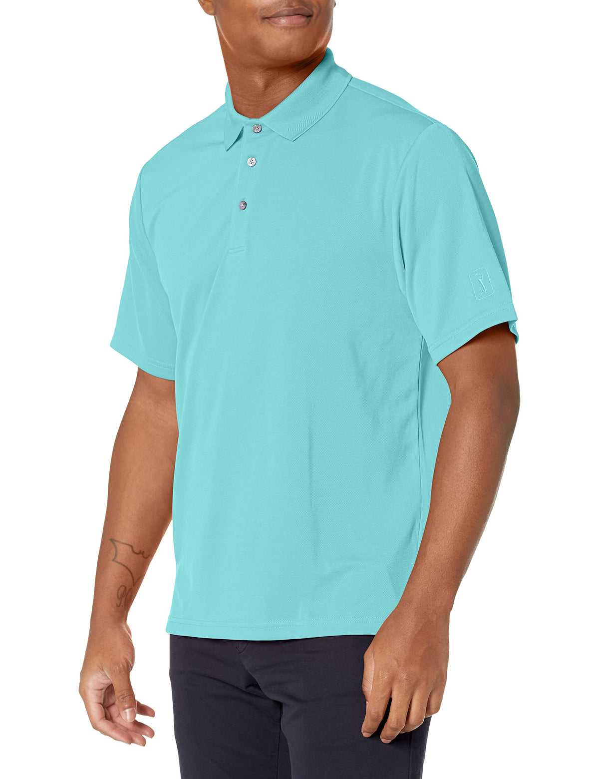 PGA Tour Men's Airflux Solid Mesh Short Sleeve Classic Golf Polo Shirt
