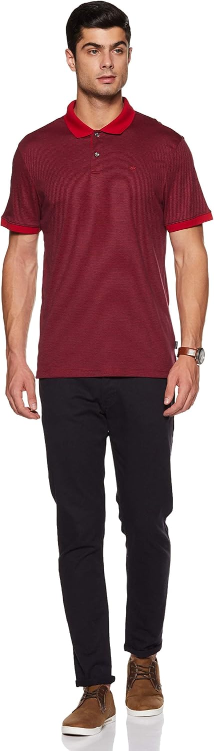 Calvin Klein Men's Liquid Touch Polo Stripe with UV Protection