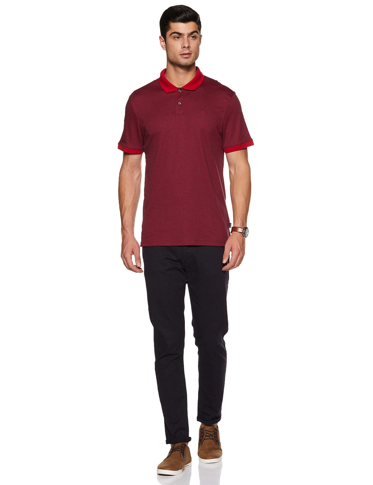 Calvin Klein Men's Liquid Touch Polo Stripe with UV Protection