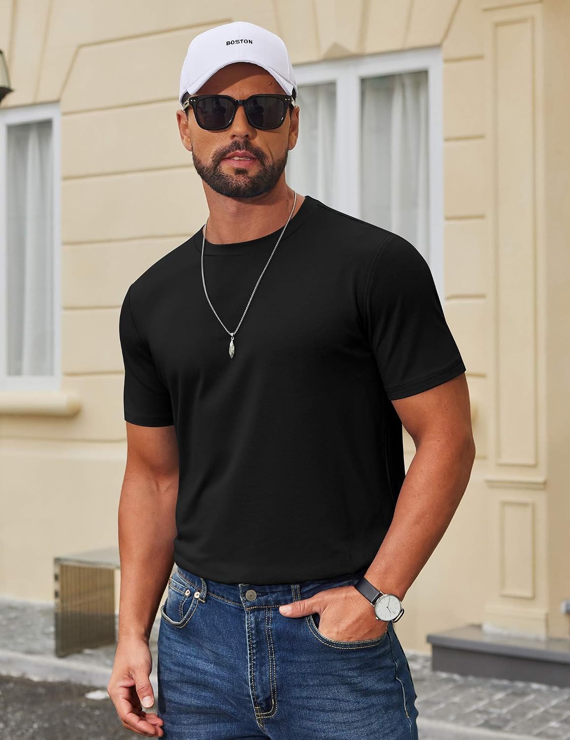 COOFANDY Men's T Shirt Short Sleeve Cotton Blend T-Shirts Crew Neck Casual Summer Basic Tee Shirts
