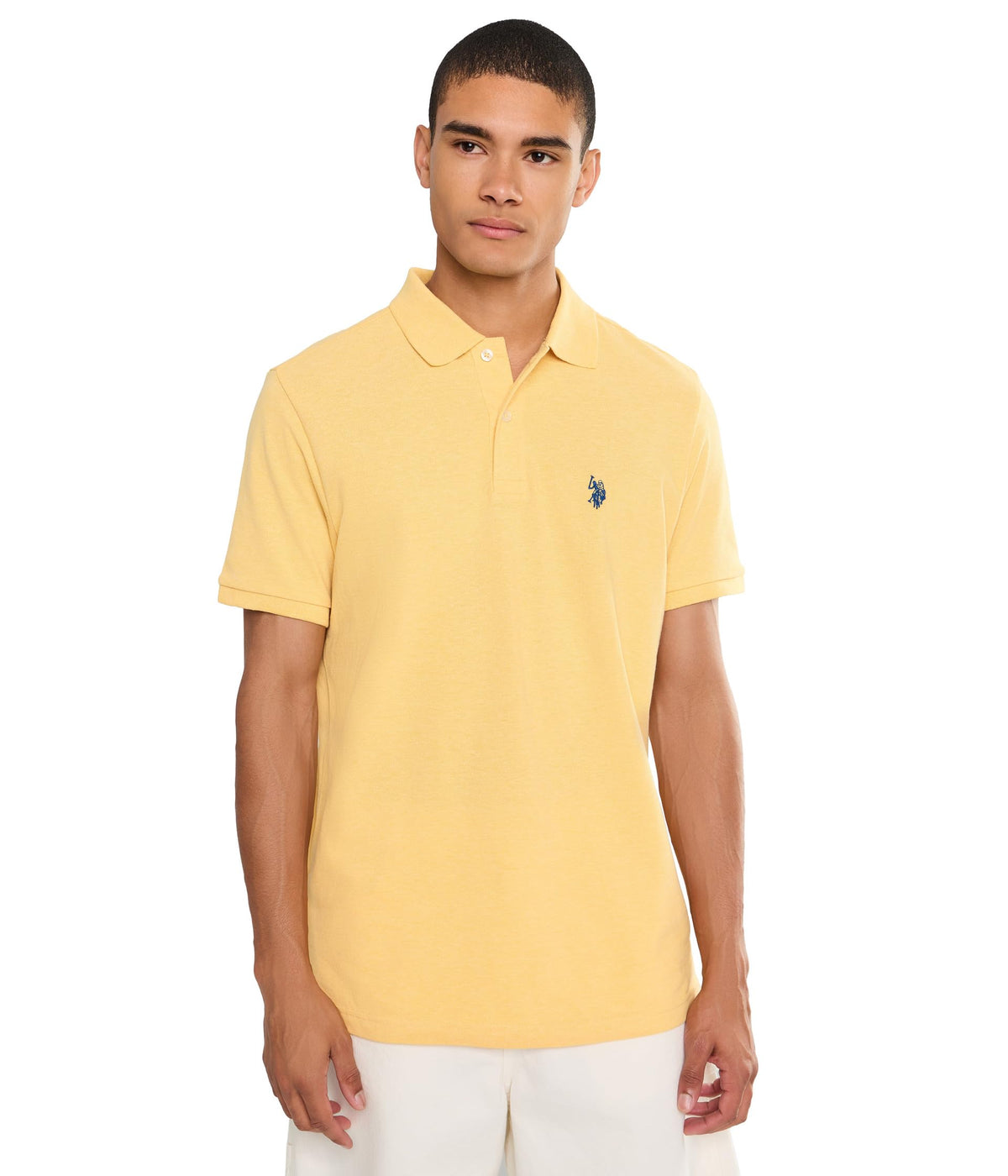 U.S. Polo Assn. Men's Classic Polo Shirt, Two-Button Closure Pique Polo Shirt, Summer Fashion Golf Shirt
