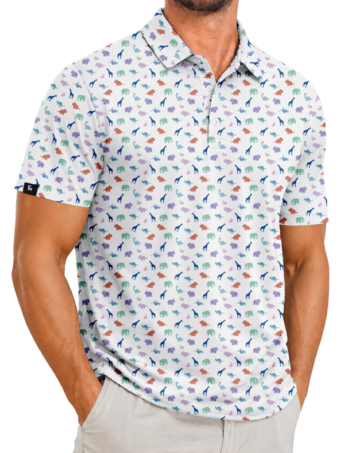 ZITY Men's Golf Polo Shirts Short Sleeve Print Patterns Moisture Wicking