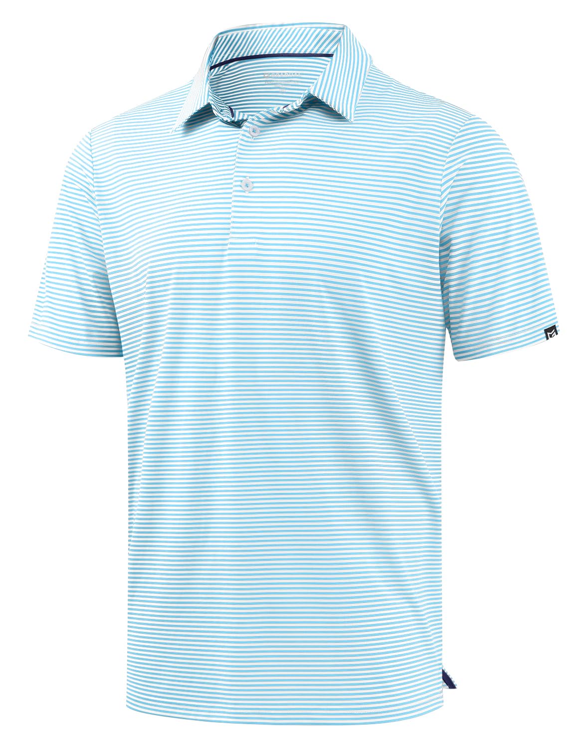 Mens Golf Shirt Dry Fit Performance Short Sleeve Striped Polo Shirts