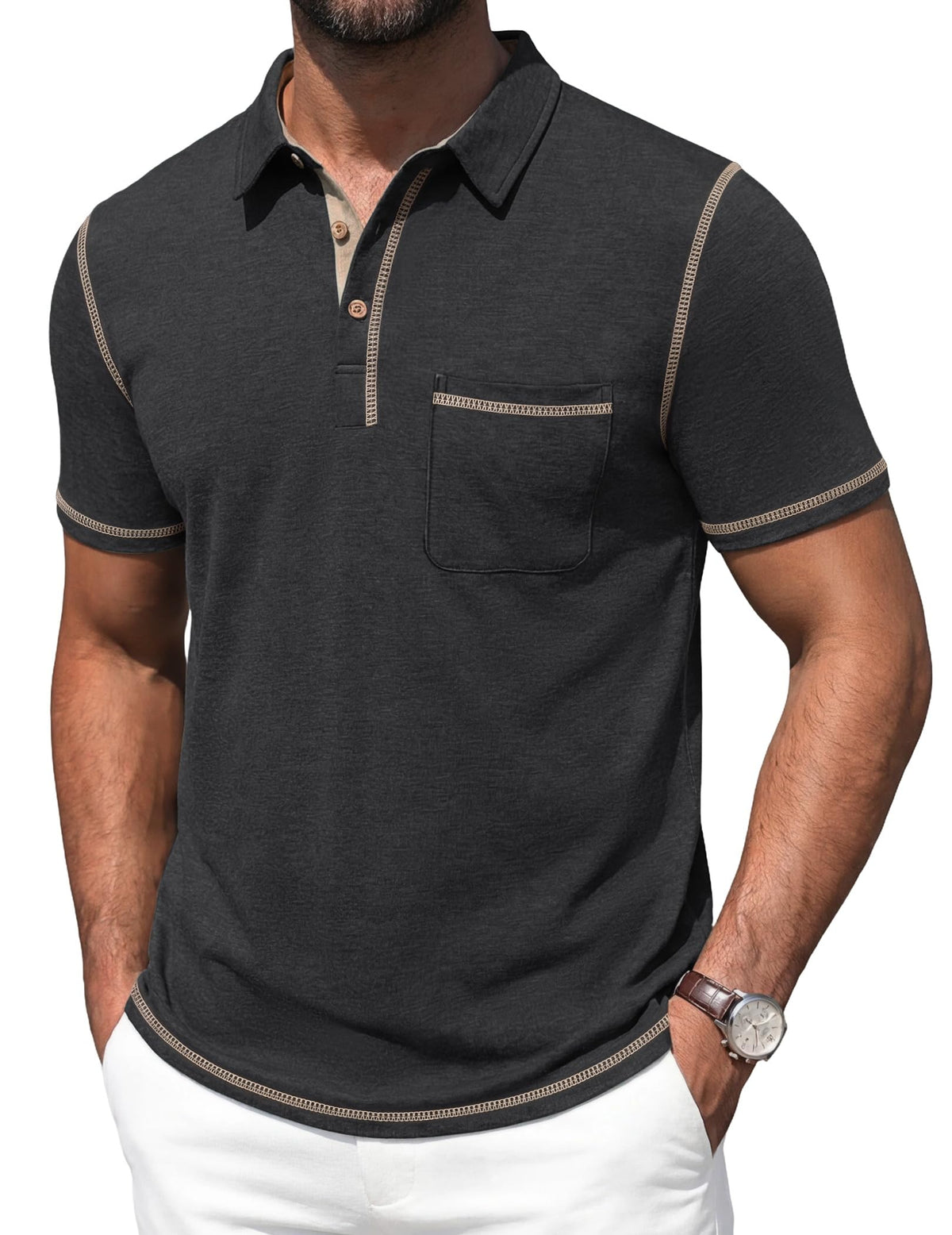 Mens Polo Shirts Short Sleeve Casual Summer Lightweight Cotton Golf Polo Shirts with Pocket