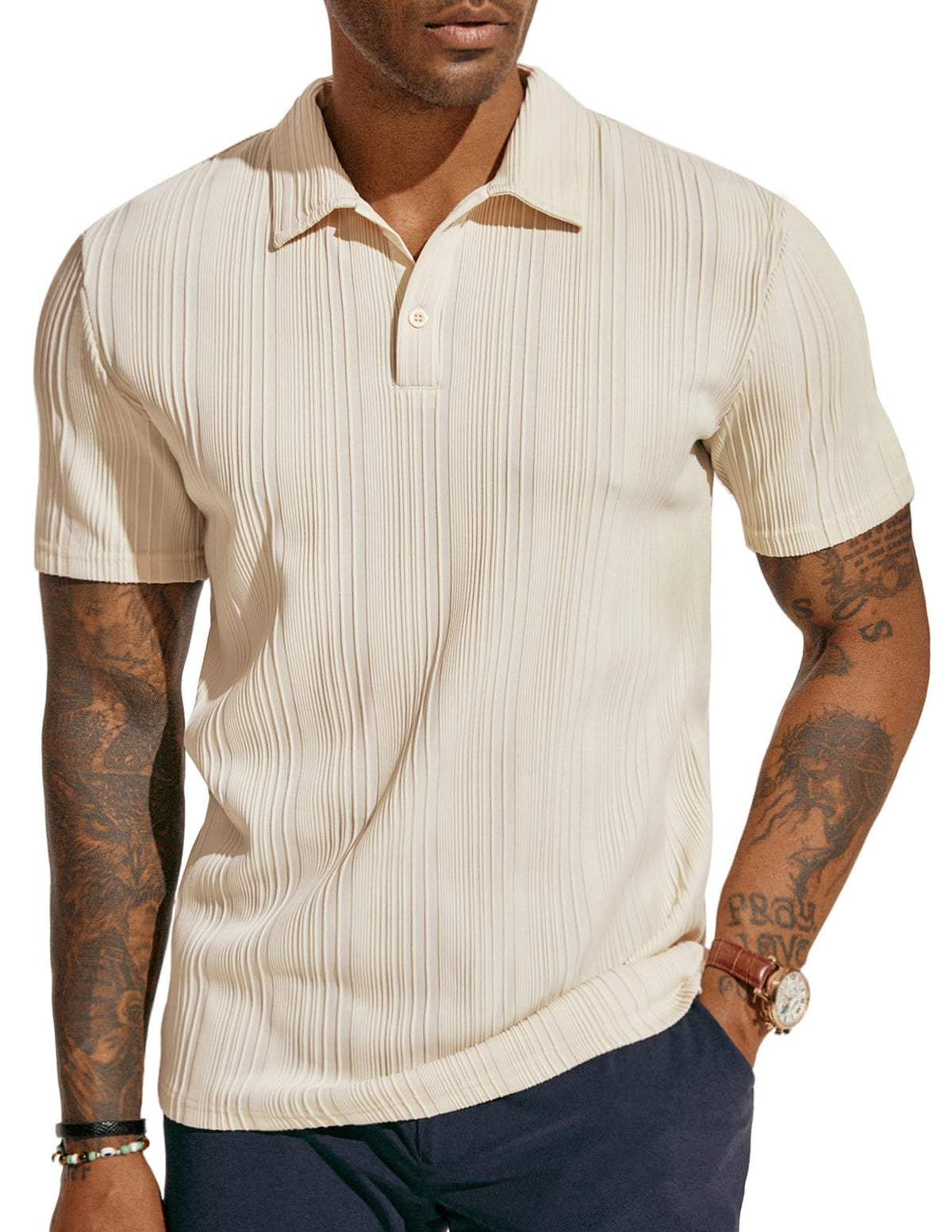 PJ PAUL JONES Mens Polo Shirts Short Sleeve Textured Knit Polos