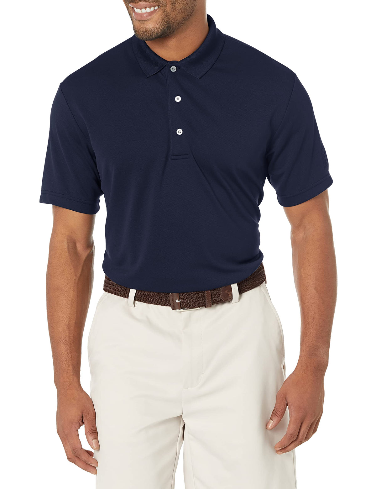 PGA Tour Men's Airflux Solid Mesh Short Sleeve Classic Golf Polo Shirt