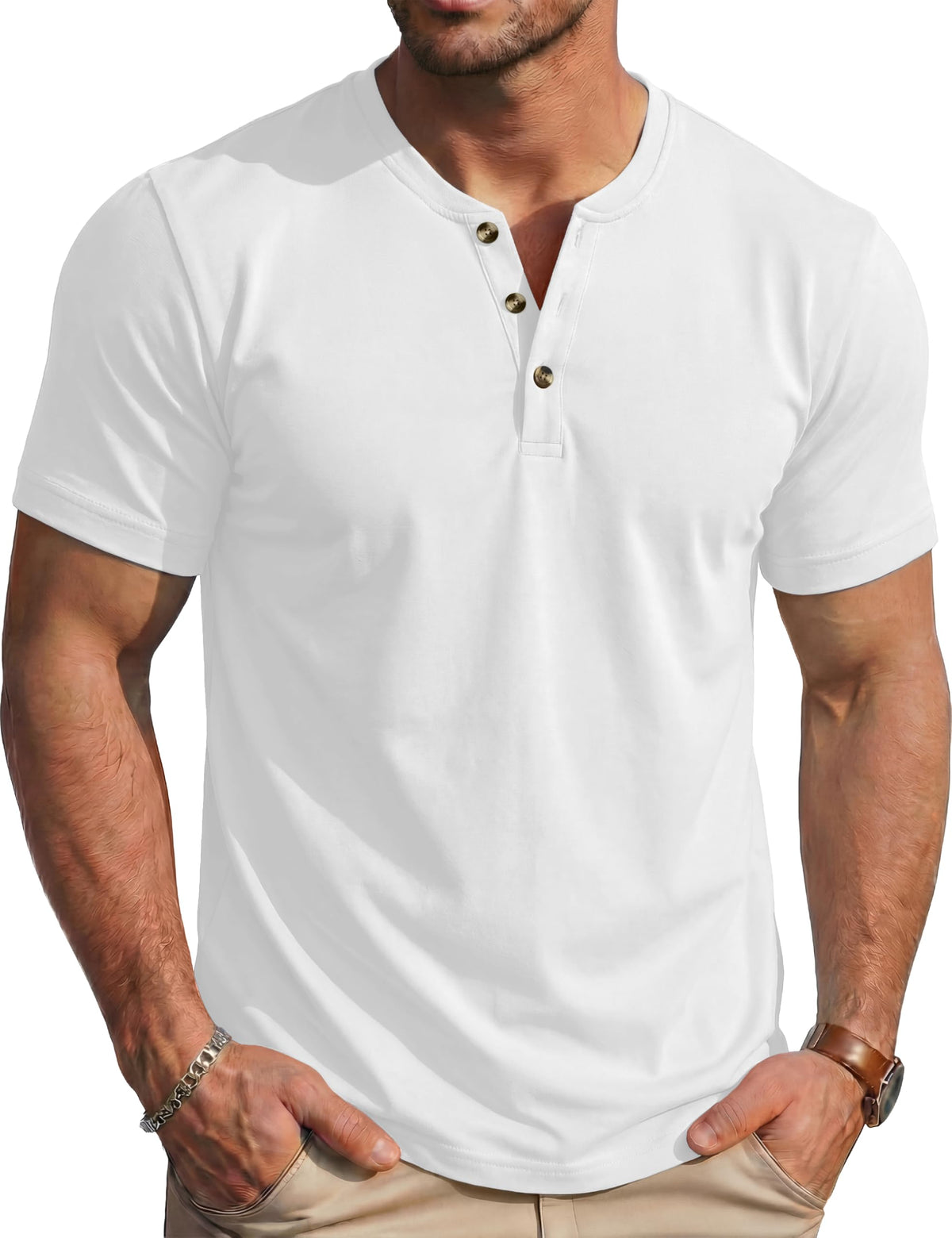 MAGCOMSEN Men's Henley Short Sleeve Shirt Moisture Wicking Lightweight Cotton T-Shirts Casual Summer Basic Tee Shirt
