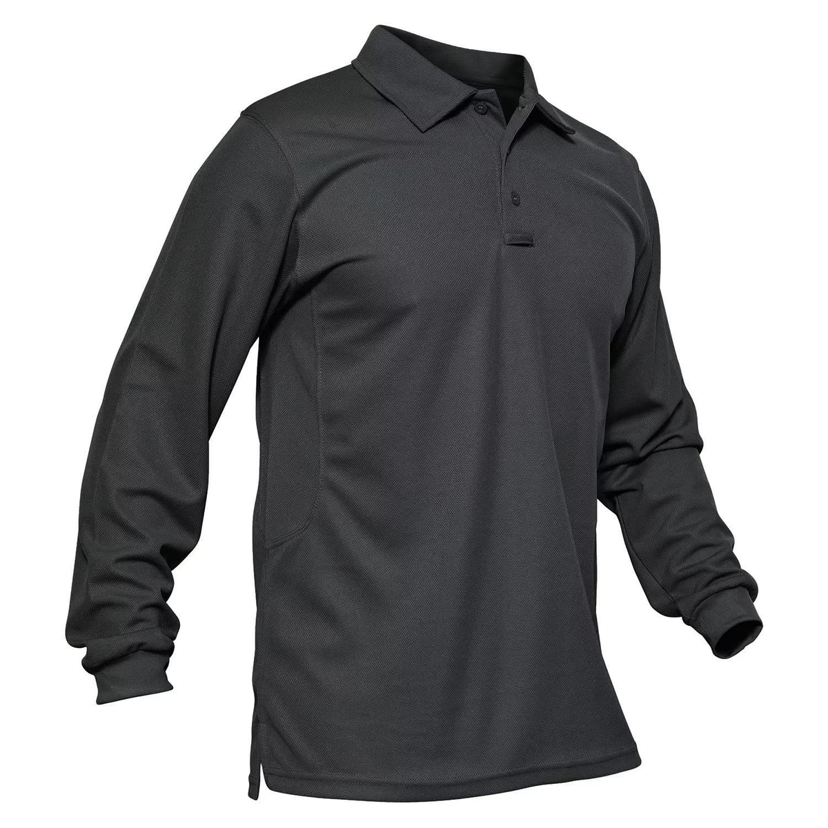 MAGCOMSEN Men's Polo Shirts 3 Button Quick Dry Performance Long Sleeve Tactical Shirts Pique Jersey Golf Shirt