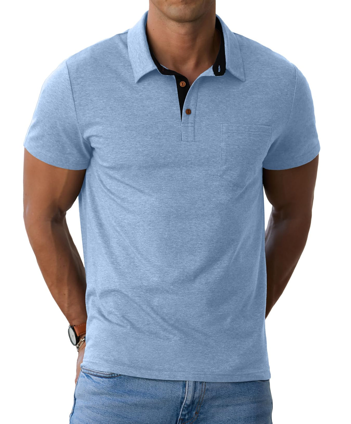 Sailwind Men's Cotton Polo Shirts Short Sleeve Casual Summer Shirts Classic Collared Golf Shirt with Pocket
