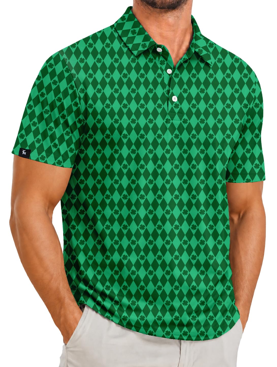 ZITY Men's Golf Polo Shirts Short Sleeve Print Patterns Moisture Wicking