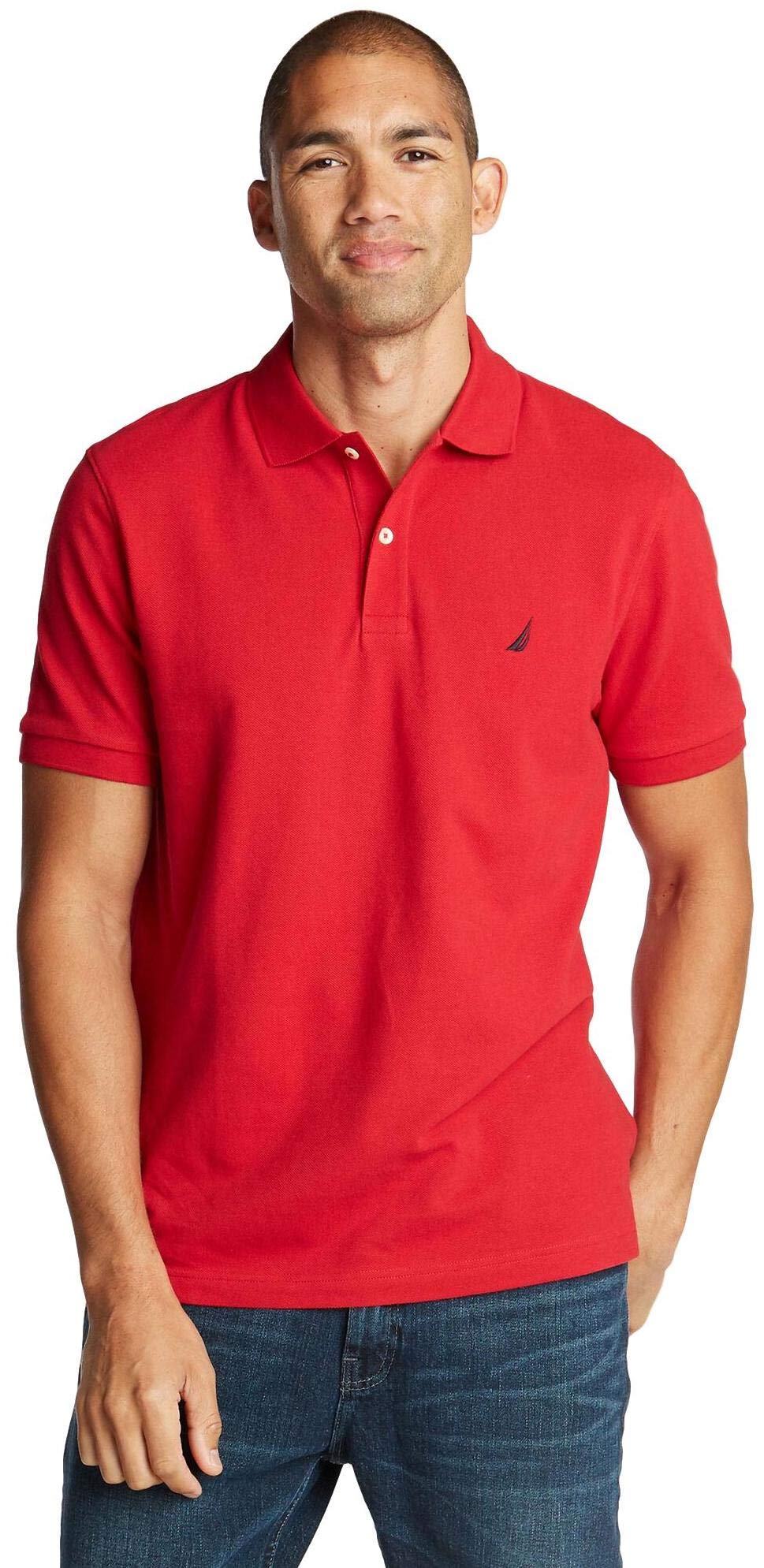 Nautica Men's Classic Short Sleeve Solid Performance Deck Polo Shirt