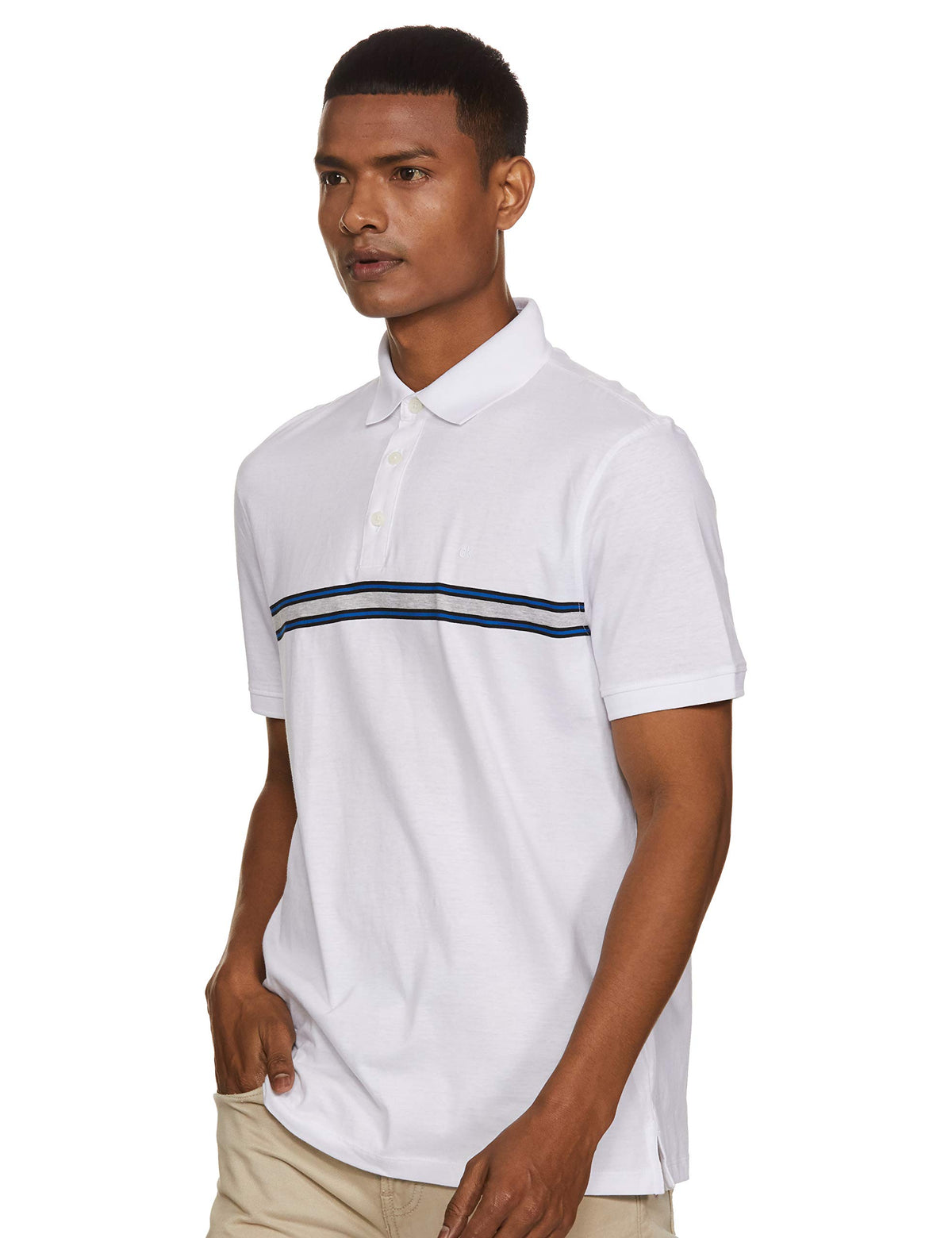 Calvin Klein Men's Liquid Touch Polo Stripe with UV Protection