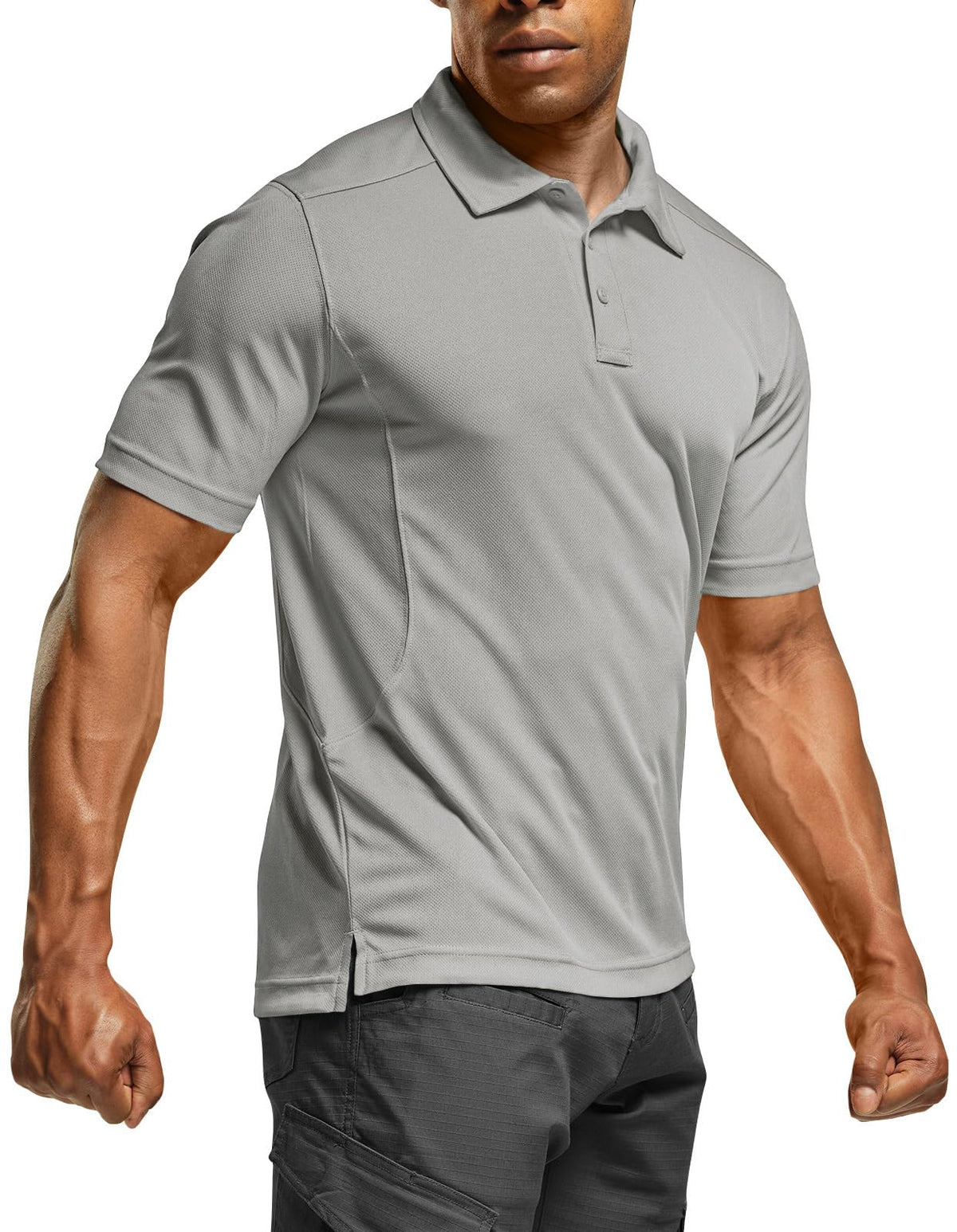 CQR Men's Quick Dry Tactical Polo Shirt, Lightweight Breathable Performance Polo, Short Sleeve UPF 50+ Outdoor Golf Shirt