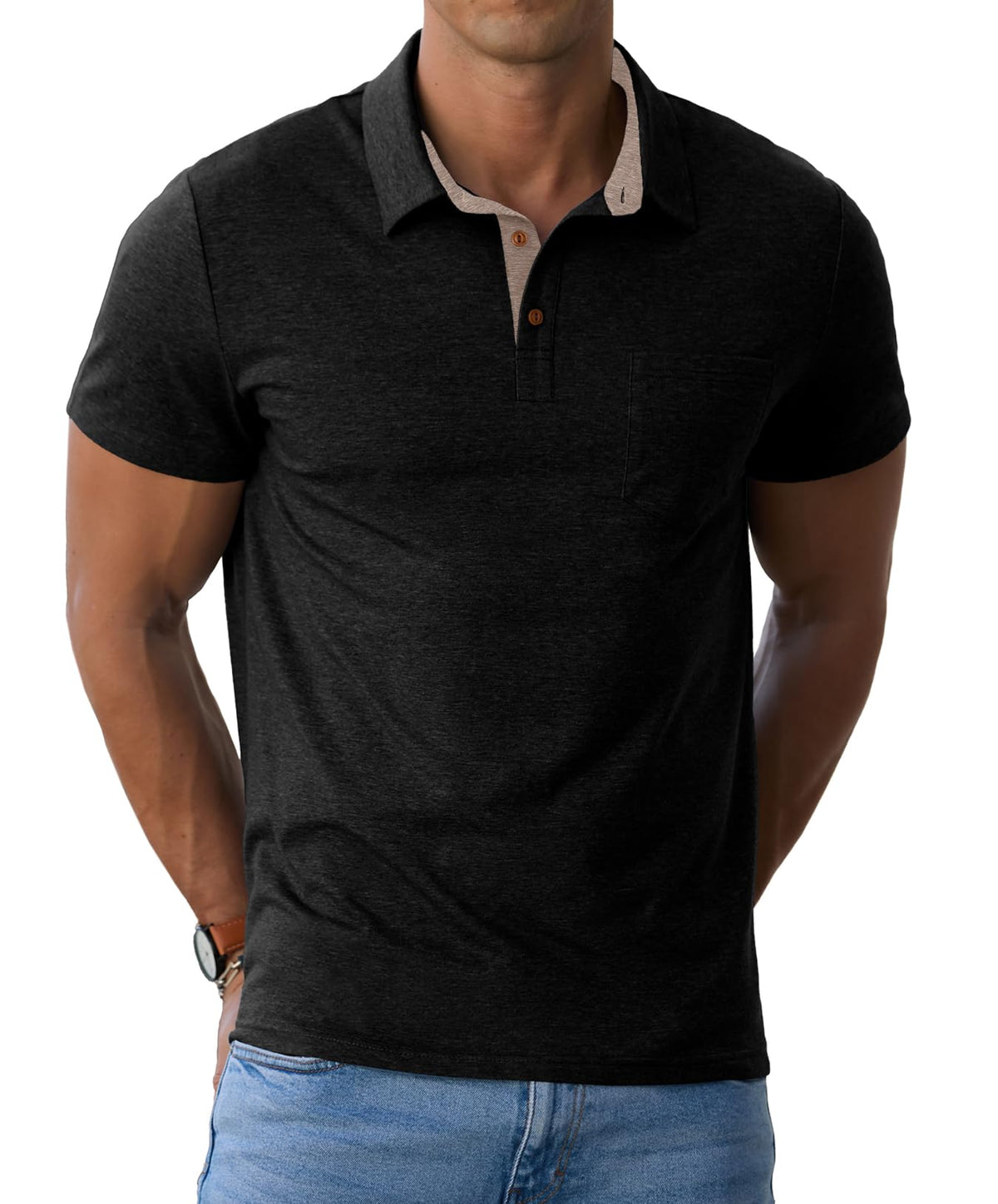 Sailwind Men's Cotton Polo Shirts Short Sleeve Casual Summer Shirts Classic Collared Golf Shirt with Pocket