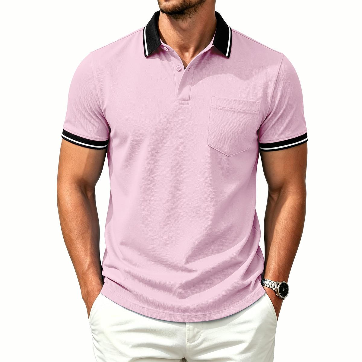 ZITY Mens Polo Shirts Short Sleeve Casual Collared Golf Shirts with Pocket