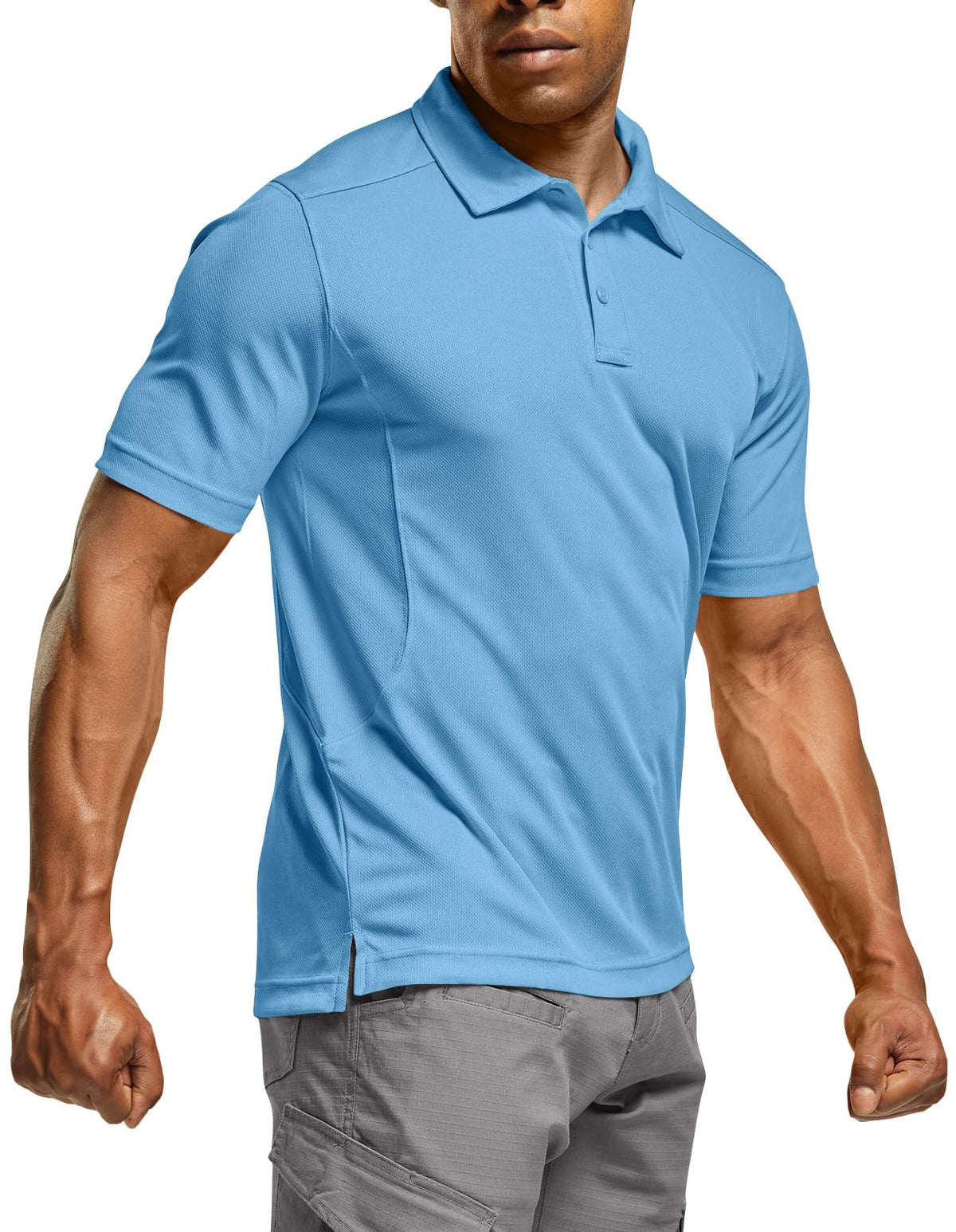 CQR Men's Quick Dry Tactical Polo Shirt, Lightweight Breathable Performance Polo, Short Sleeve UPF 50+ Outdoor Golf Shirt