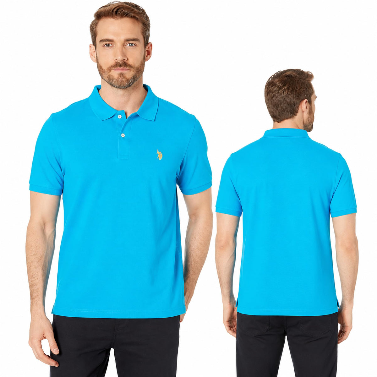 U.S. Polo Assn. Men's Classic Polo Shirt, Two-Button Closure Pique Polo Shirt, Summer Fashion Golf Shirt