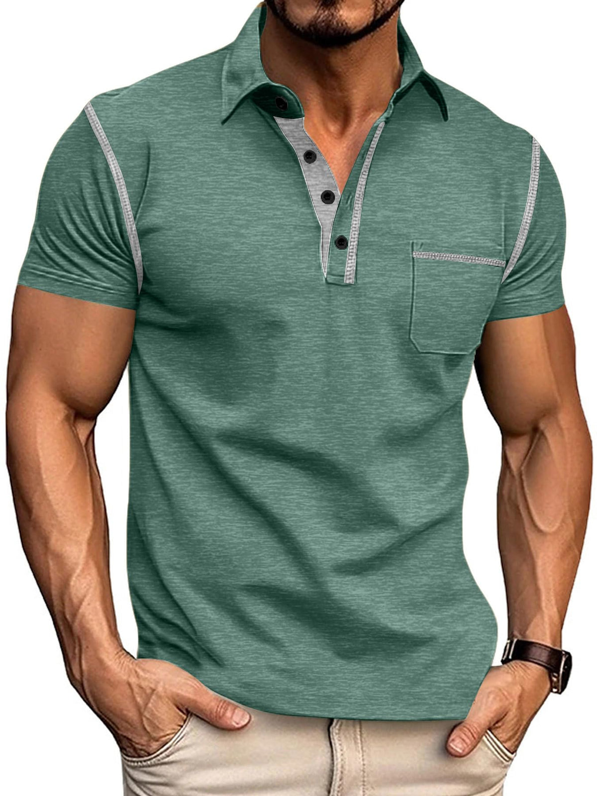 Men's Polo Shirts Short Sleeve Golf Polo T Shirt Lightweight Casual Button Down Shirts Summer Collared with Pocket