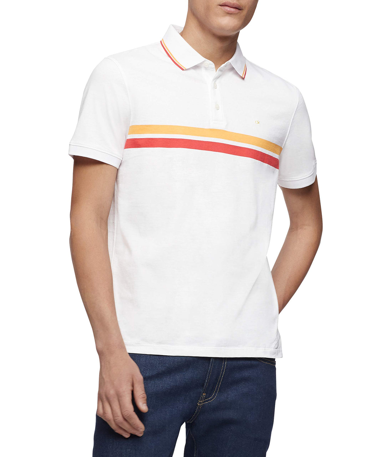 Calvin Klein Men's Liquid Touch Polo Stripe with UV Protection