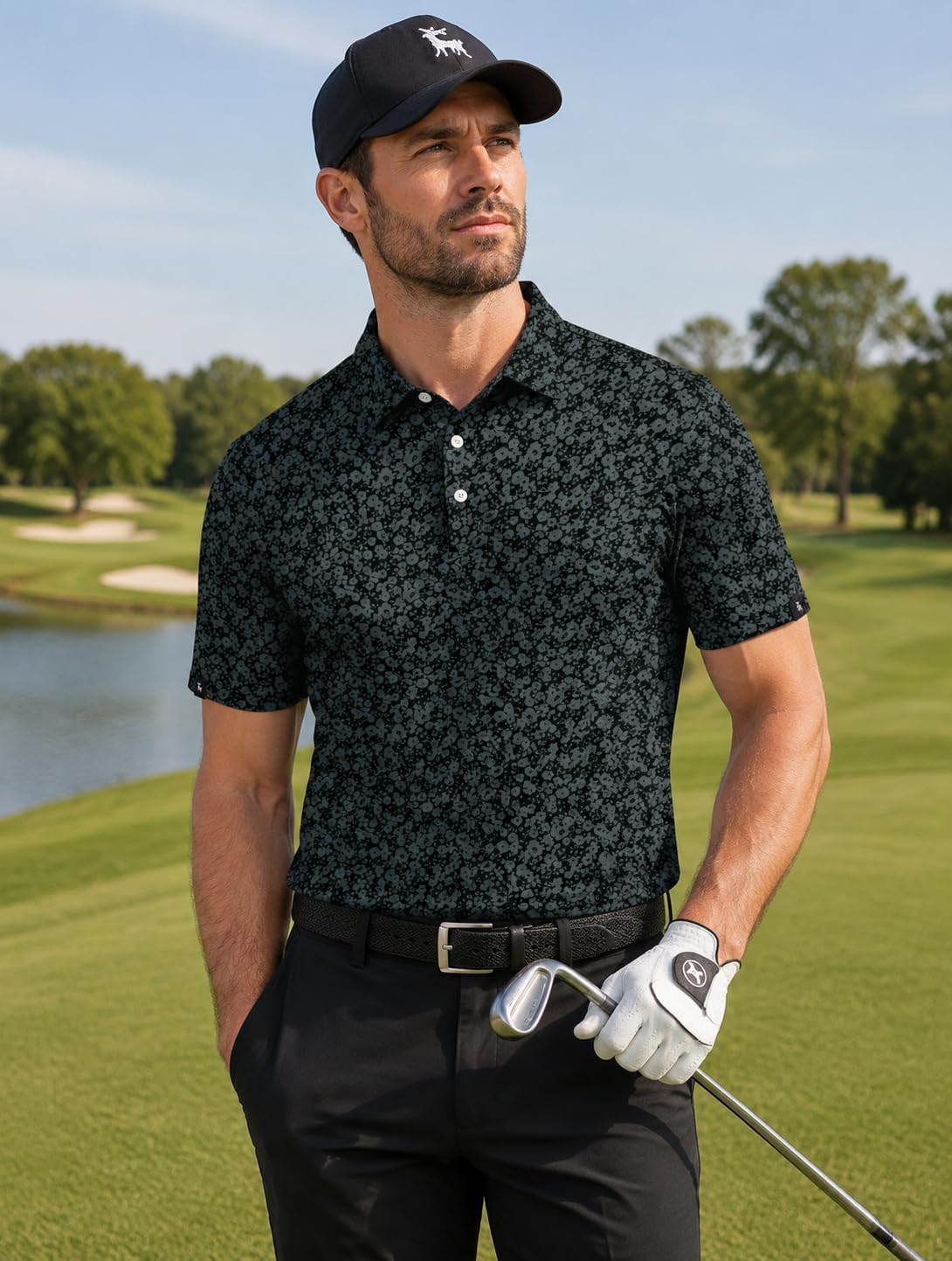 ZITY Men's Golf Polo Shirts Short Sleeve Print Patterns Moisture Wicking